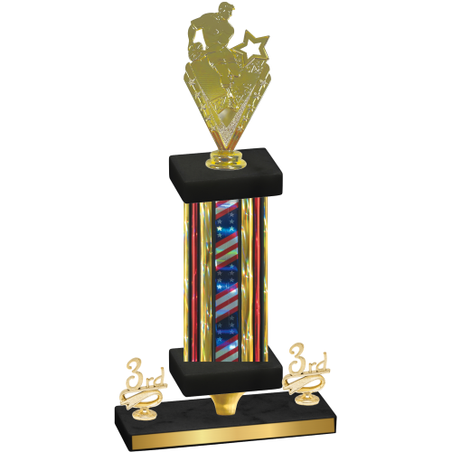Premium Single Flag USA Third Place Rugby Trophy