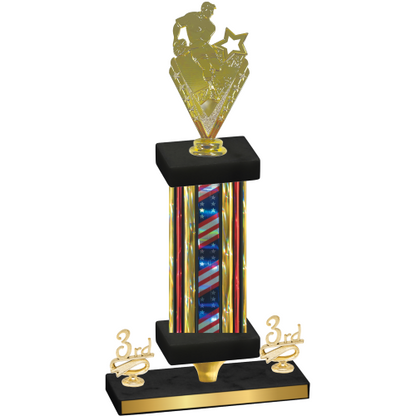 Premium Single Flag USA Third Place Rugby Trophy