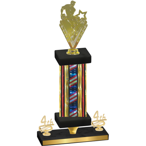 Premium Single Flag USA Fourth Place Rugby Trophy