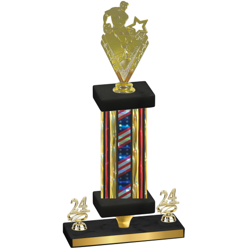 Premium Single Flag USA Year Rugby Trophy