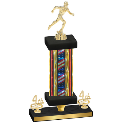 Premium Single Flag USA Fourth Place Running Trophy