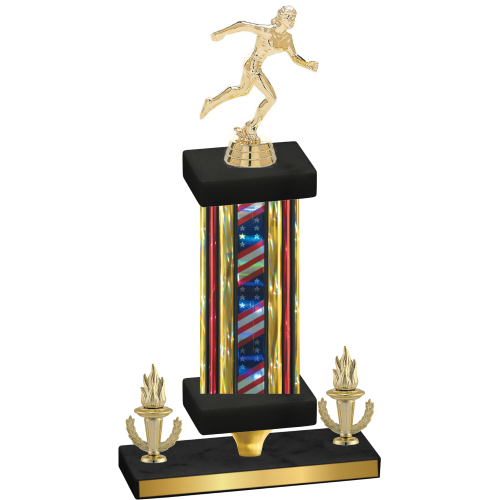 Premium Single Flag USA Victory Running Trophy