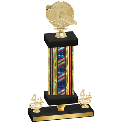 Premium Single Flag USA Fourth Place Running Trophy