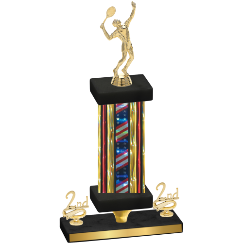 Premium Single Flag USA Second Place Tennis Trophy