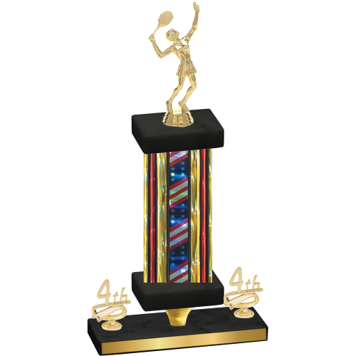 Premium Single Flag USA Fourth Place Tennis Trophy