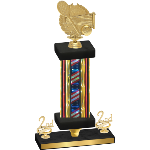 Premium Single Flag USA Second Place Tennis Trophy