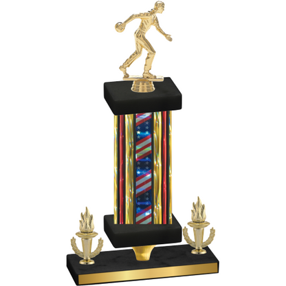Premium Single Flag USA Victory Bowling Trophy