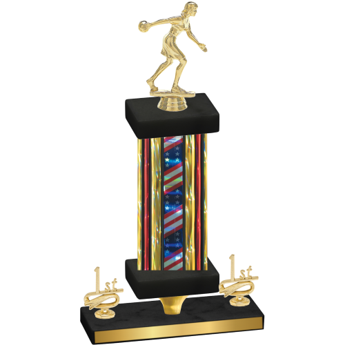 Premium Single Flag USA First Place Bowling Trophy