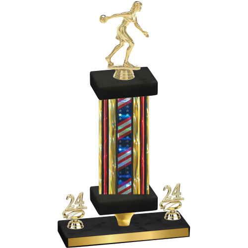 Premium Single Flag USA Year Bowling Trophy