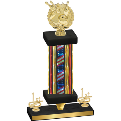 Premium Single Flag USA First Place Bowling Trophy