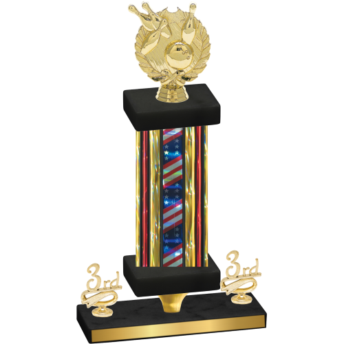 Premium Single Flag USA Third Place Bowling Trophy