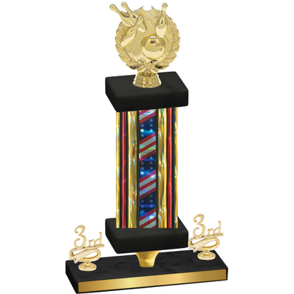 Premium Single Flag USA Third Place Bowling Trophy