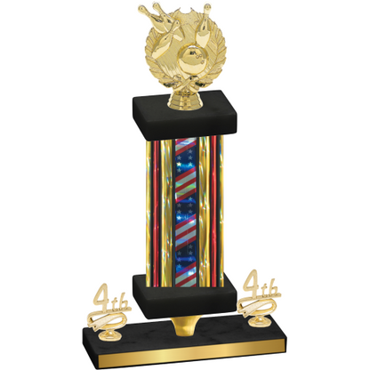 Premium Single Flag USA Fourth Place Bowling Trophy