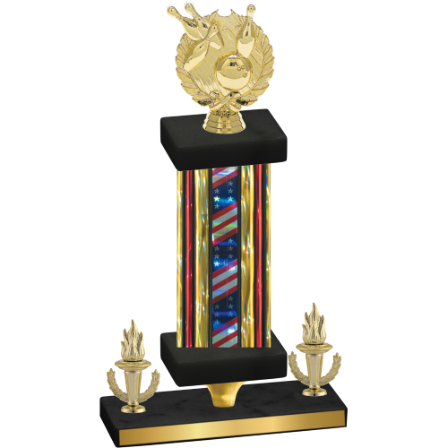 Premium Single Flag USA Victory Bowling Trophy