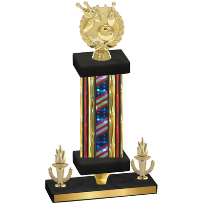 Premium Single Flag USA Victory Bowling Trophy