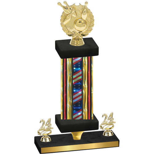 Premium Single Flag USA Year Bowling Trophy