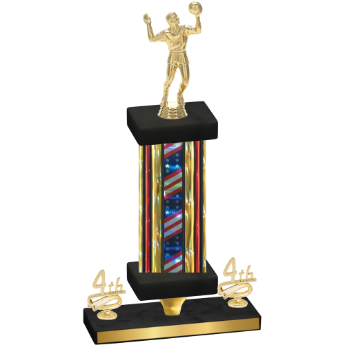 Premium Single Flag USA Fourth Place Volleyball Trophy