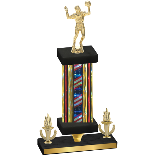 Premium Single Flag USA Victory Volleyball Trophy