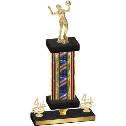 Premium Single Flag USA Fourth Place Volleyball Trophy