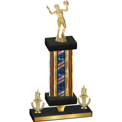 Premium Single Flag USA Victory Volleyball Trophy