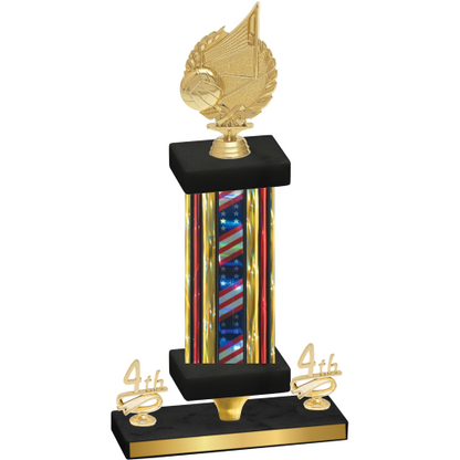 Premium Single Flag USA Fourth Place Volleyball Trophy