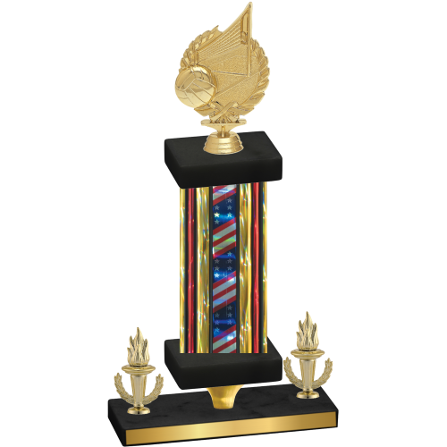 Premium Single Flag USA Victory Volleyball Trophy