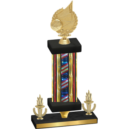 Premium Single Flag USA Victory Volleyball Trophy