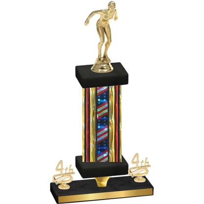 Premium Single Flag USA Fourth Place Tennis Trophy