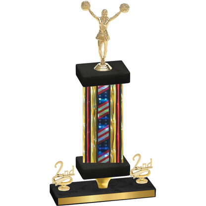 Premium Single Flag USA Second Place Cheerleading Trophy