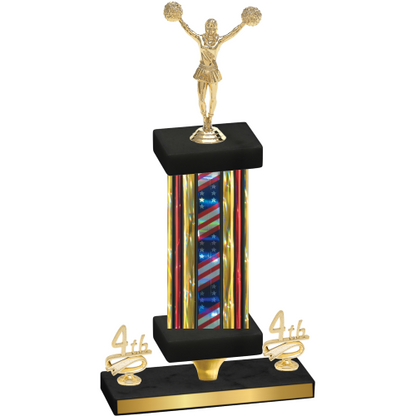 Premium Single Flag USA Fourth Place Cheerleading Trophy