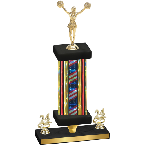 Premium Single Flag USA Year Cheerleading Trophy