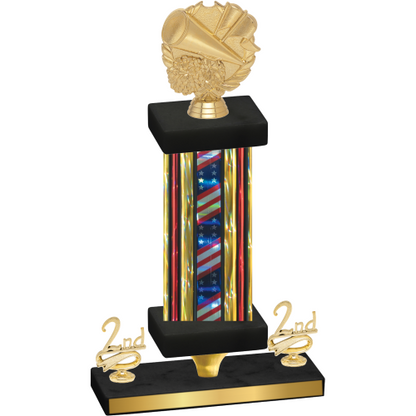 Premium Single Flag USA Second Place Cheerleading Trophy