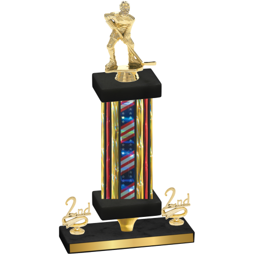 Premium Single Flag USA Second Place Hockey Trophy