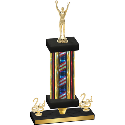 Premium Single Flag USA Second Place Victory Trophy