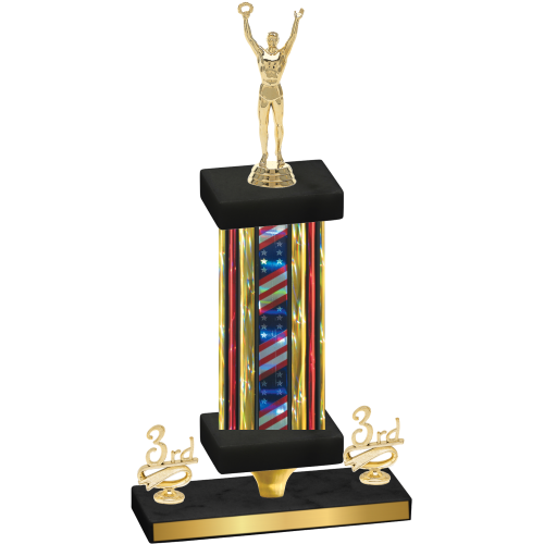 Premium Single Flag USA Third Place Victory Trophy