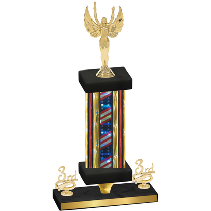 Premium Single Flag USA Third Place Victory Trophy