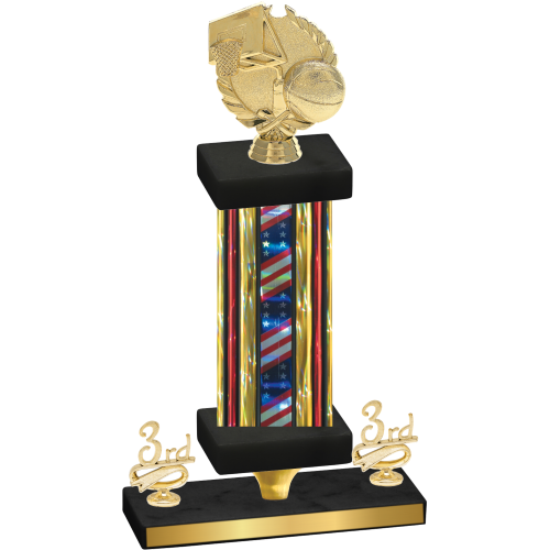 Premium Single Flag USA Third Place Basketball Trophy