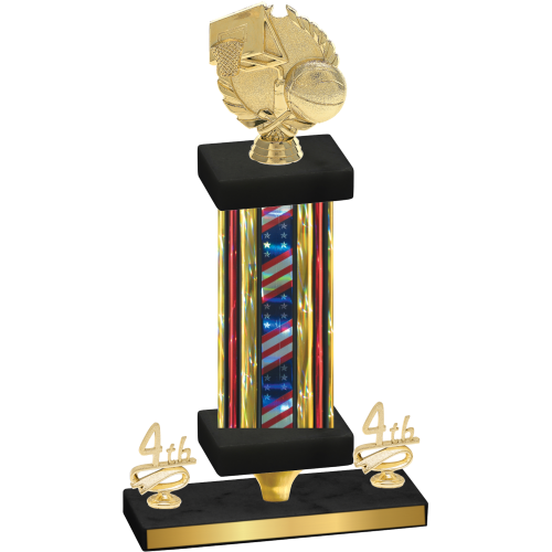 Premium Single Flag USA Fourth Place Basketball Trophy