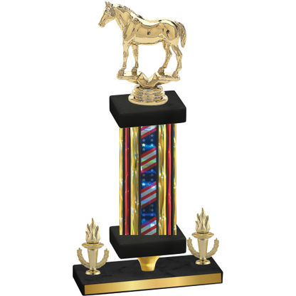 Premium Single Flag USA Victory Horses Trophy