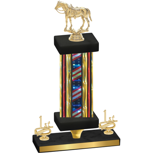 Premium Single Flag USA First Place Horses Trophy