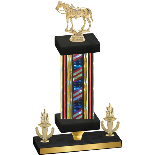 Premium Single Flag USA Victory Horses Trophy