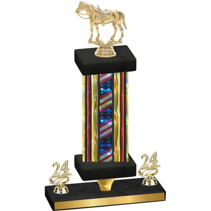 Premium Single Flag USA Year Horses Trophy