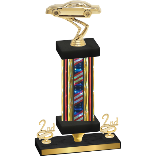 Premium Single Flag USA Second Place Cars Trophy
