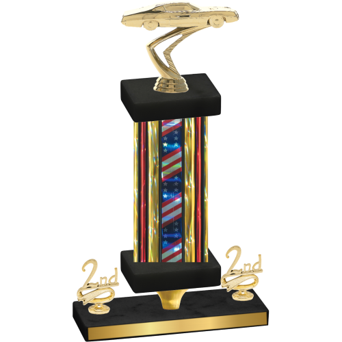 Premium Single Flag USA Second Place Cars Trophy
