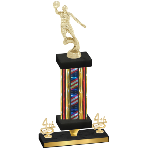 Premium Single Flag USA Fourth Place Basketball Trophy