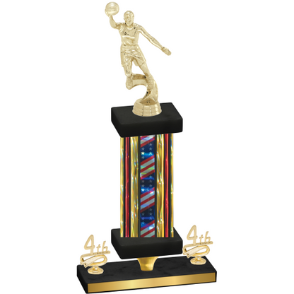 Premium Single Flag USA Fourth Place Basketball Trophy