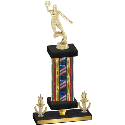 Premium Single Flag USA Victory Basketball Trophy