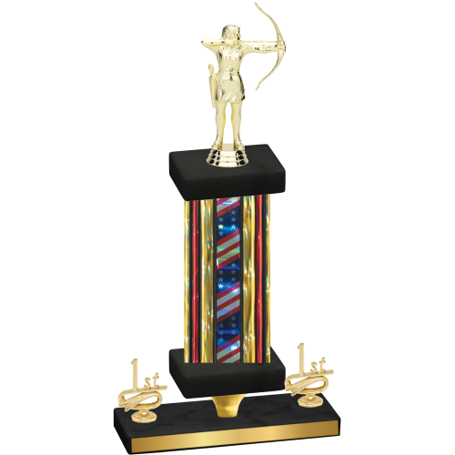 Premium Single Flag USA First Place Archery Trophy