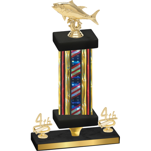Premium Single Flag USA Fourth Place Fishing Trophy