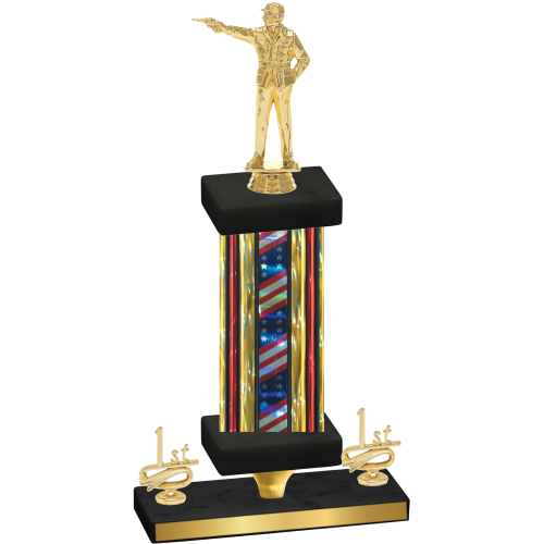Premium Single Flag USA First Place Shooter Trophy